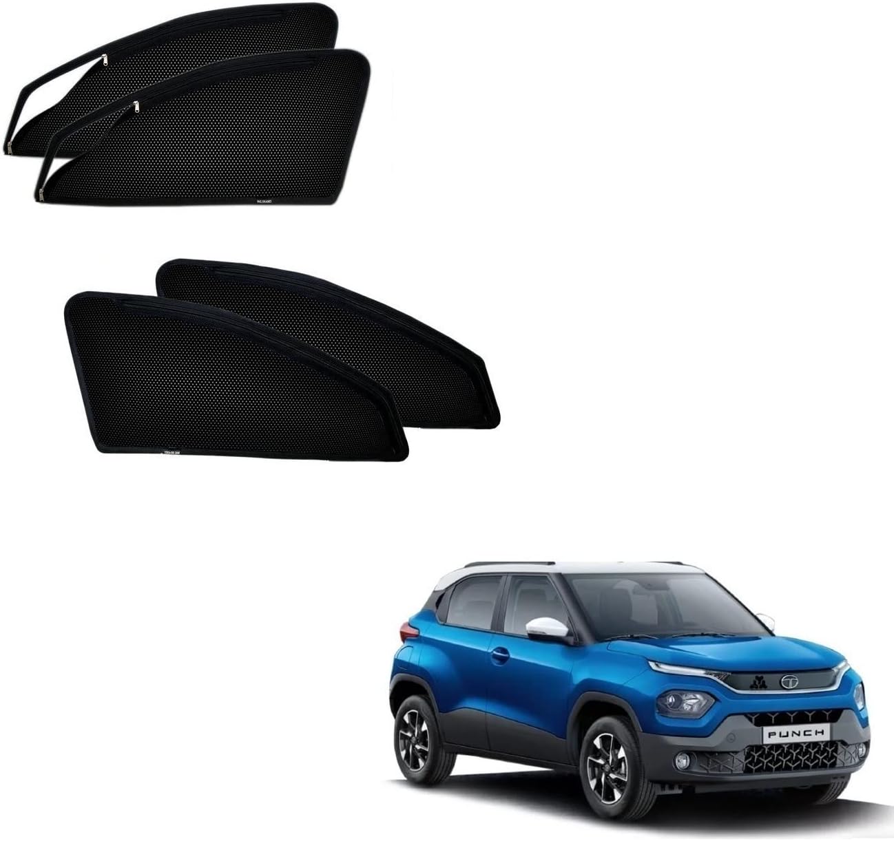 Kozdiko Zipper Magnetic Car Sunshades Set of 4 Pcs Black Color Compatible with Tata Punch