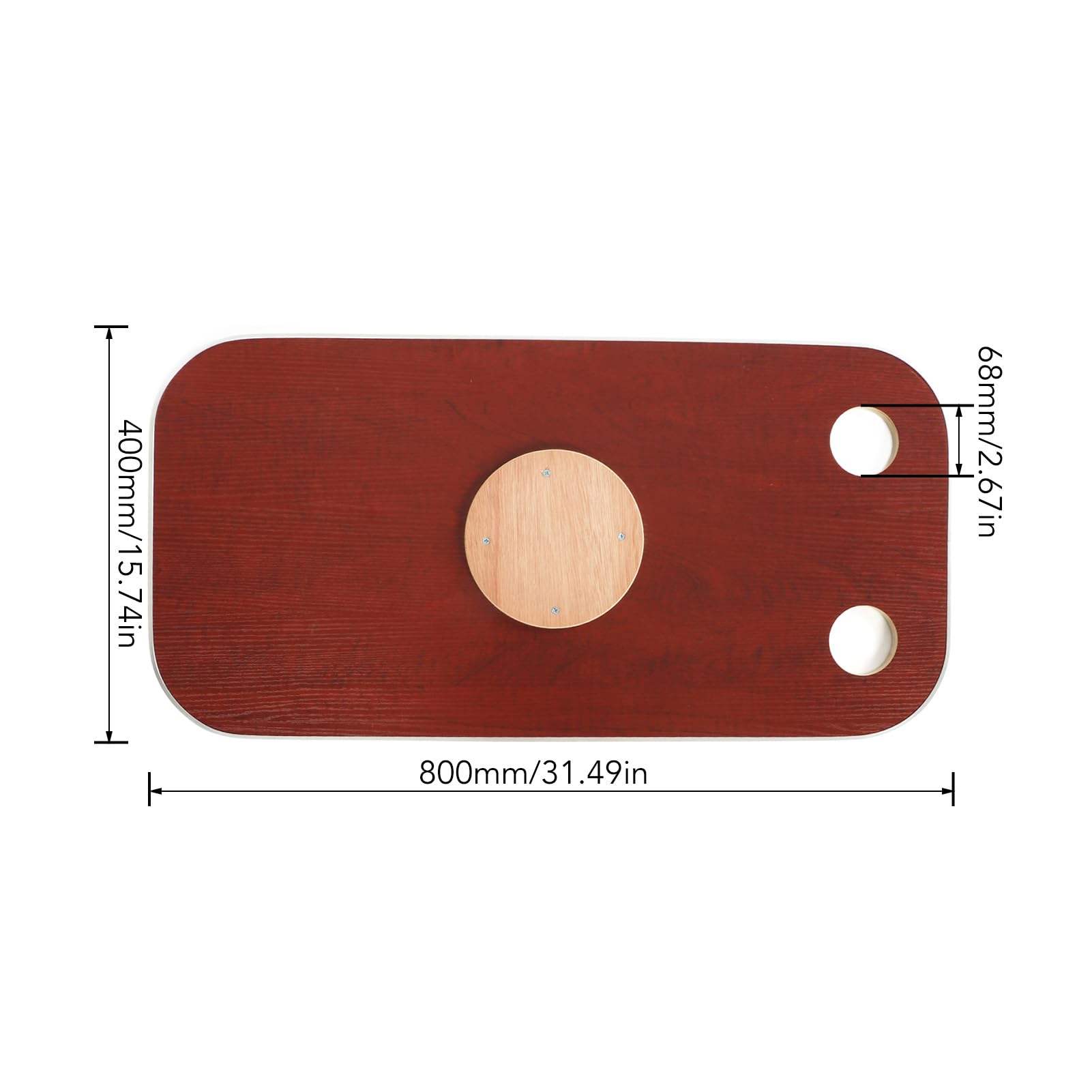 Akozon Mesa de Barco de Madera Maciza con 2 Portavasos, Panel de Escritorio Extraíble para Yate Marino RV (Rojo Oscuro)