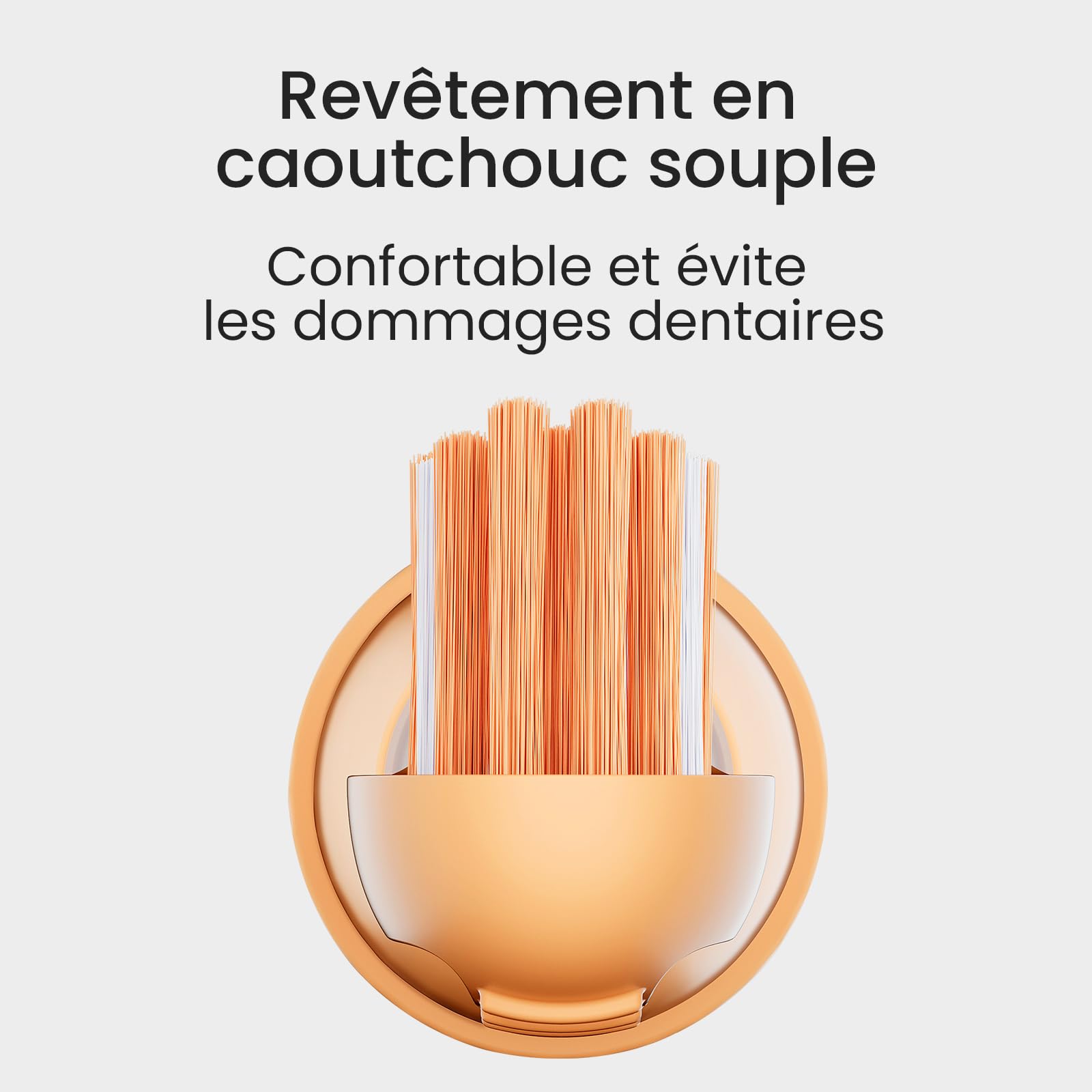 Oclean Easy Clean Têtes de rechange, pack de 2, Têtes de brosse pour la brosse à dents électrique Oclean Ease, Caoutchouc souple avec poils souples, Avec gratte-langue (Orange, Medium)