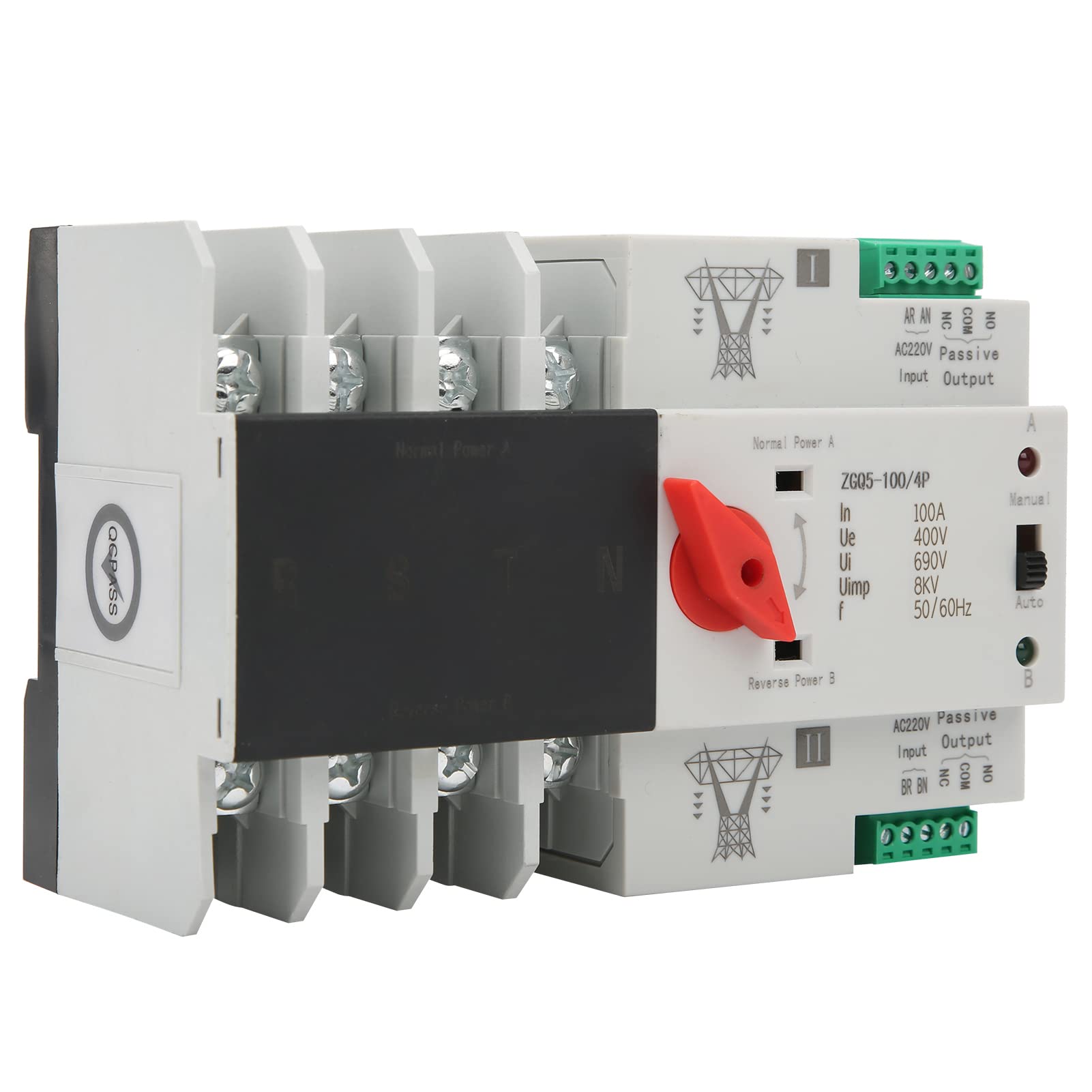 Automatischer Transferschalter, ATS Automatisch Transferschalter mit doppelter Stromversorgung Leistungsschalterumschaltung 4P 100A AC 400V