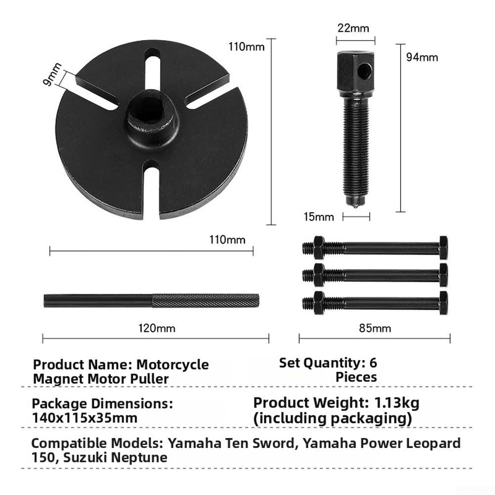 Herramienta extractora para motocicleta MAGNETO para extracción y reparación de volante con construcción de metal y conector hexagonal para mayor comodidad y compatibilidad