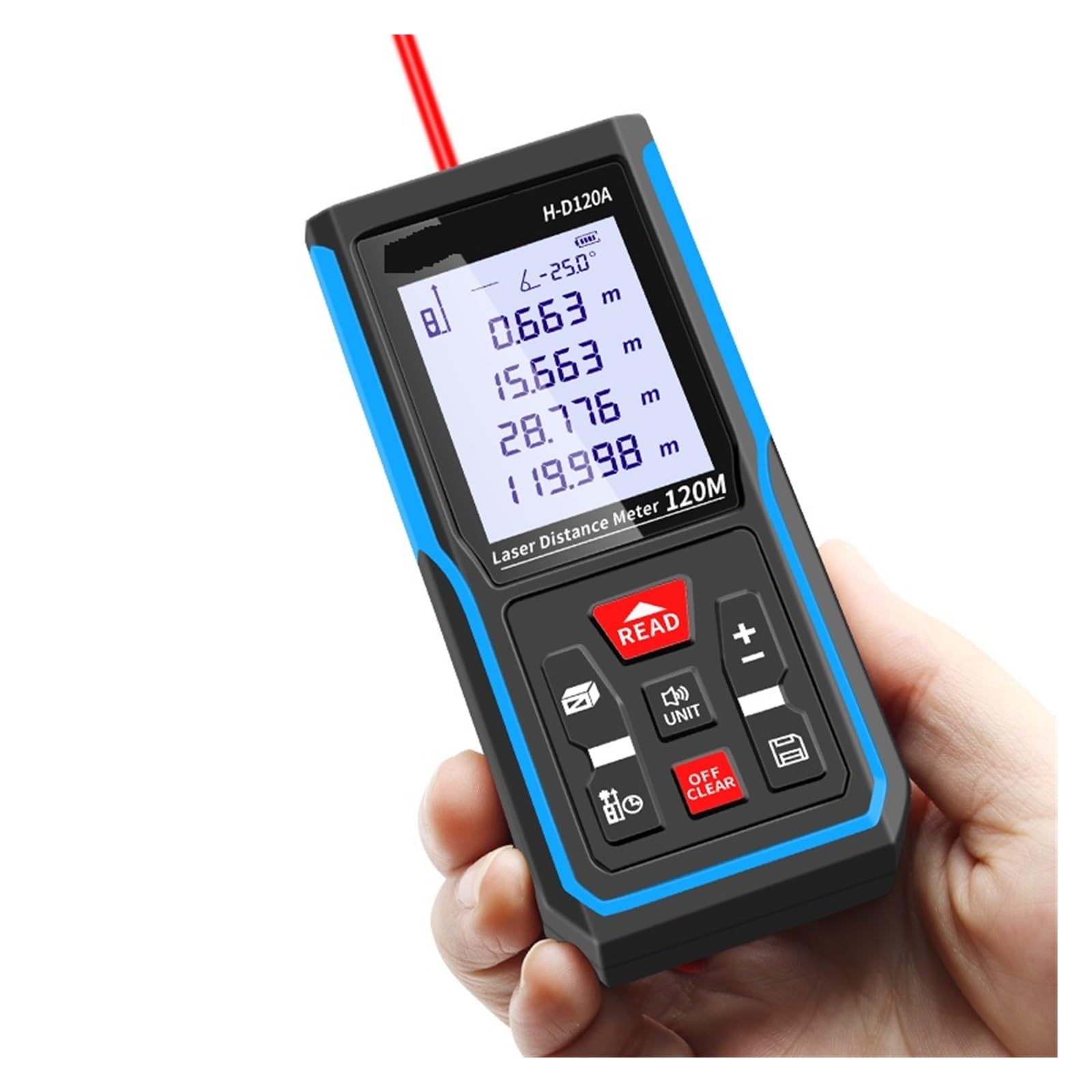 Telémetro láser 120m 100m 70m 50m Medidor de Distancia láser Ruleta electrónica Digital Rang Finder Trena Tape Lazer Measure Alta precisión(H-D120A 120M)