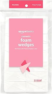 Amazon Basics Cosmetic Rectangular Foam Wedges For Makeup, 32 Count, White