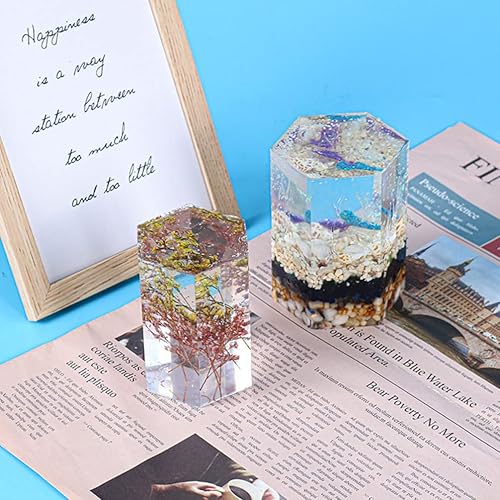 Miniatura 5 de Operitacx 4 moldes hexagonales para velas de pilar moldes de silicona de resina epoxi para hacer velas de cera jabones arcilla polimérica