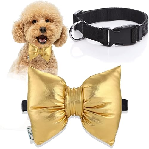 ICICECREAM Breakaway - Collar de gato con pajarita y campana, múltiples patrones, collares de seguridad ajustables desmontables para hembras,