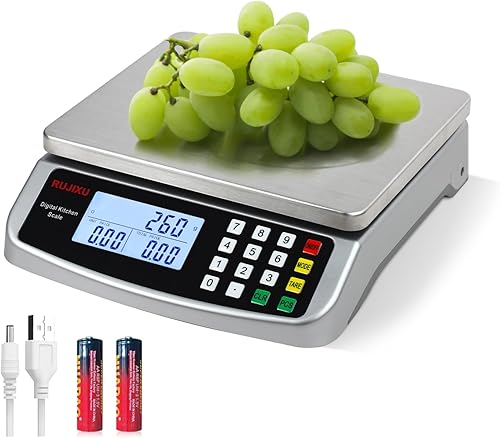 Báscula de alimentos de 88 libras88.2 lbs de gran escala digital de cocina de 0.05 oz1 g con cálculo de precios, báscula comercial de acero