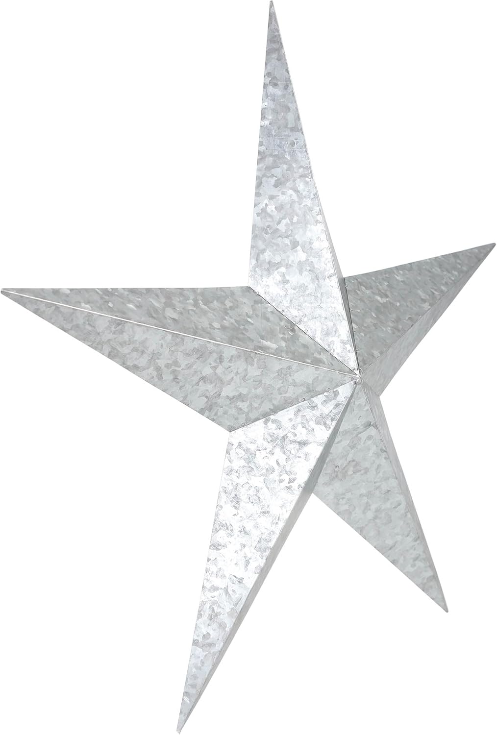 VHC Brands Patriotic Faceted Metal Star Galvanized Wall Hanging 24x24, Independence Day Decor, American Star Design, Distressed Appearance Metal Wall Hanging