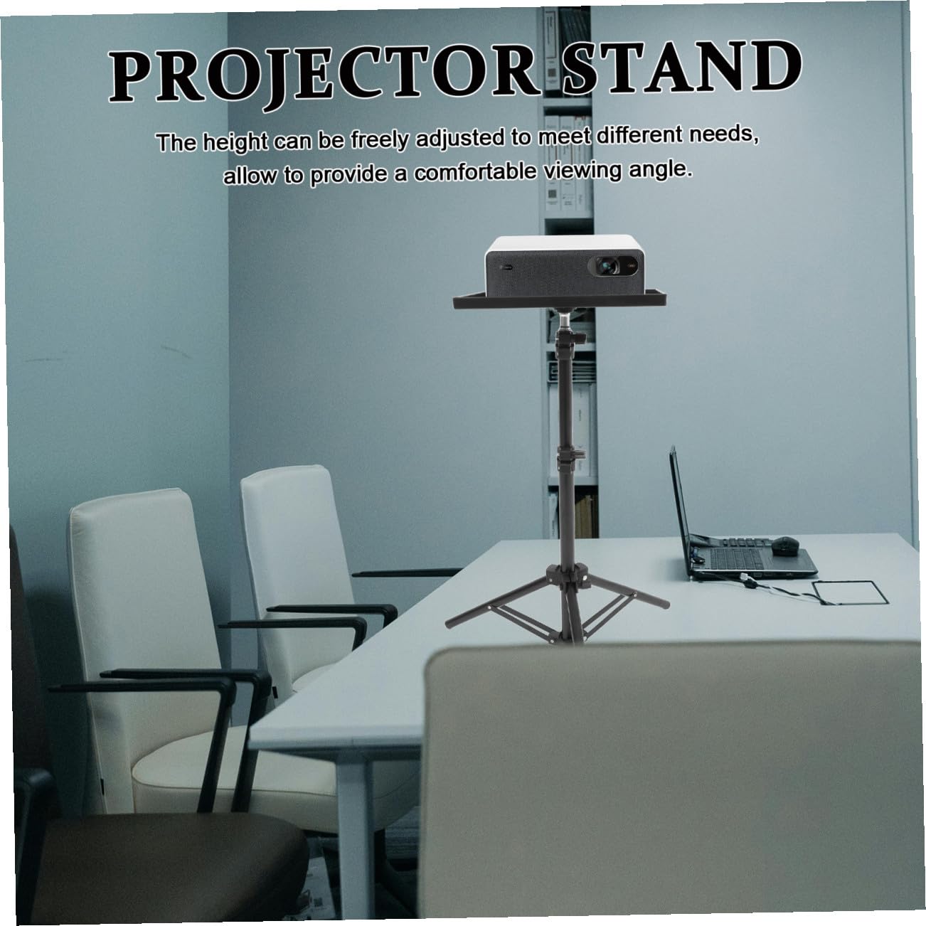 UKCOCO Trípode Diseño Portátil Ajustable para Proyector con Bandeja Antideslizante y Elevación Regulable Material Abs y Hierro Negro para Uso en Oficina y Lectura