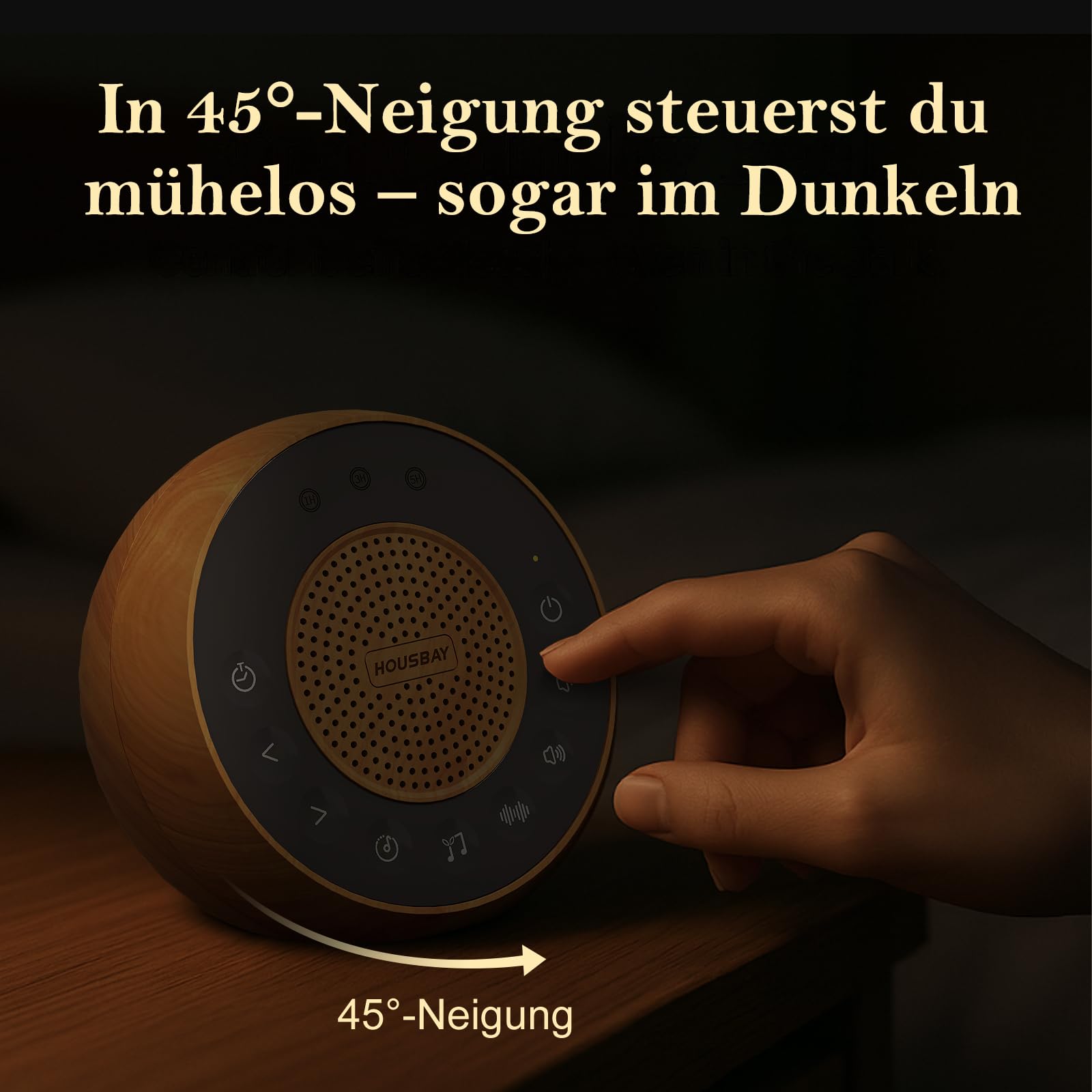 Housbay White Noise Machine, 35 suoni calmanti, suoni naturali per addormentarsi, con timer Sleep e design effetto legno, per neonati e adulti