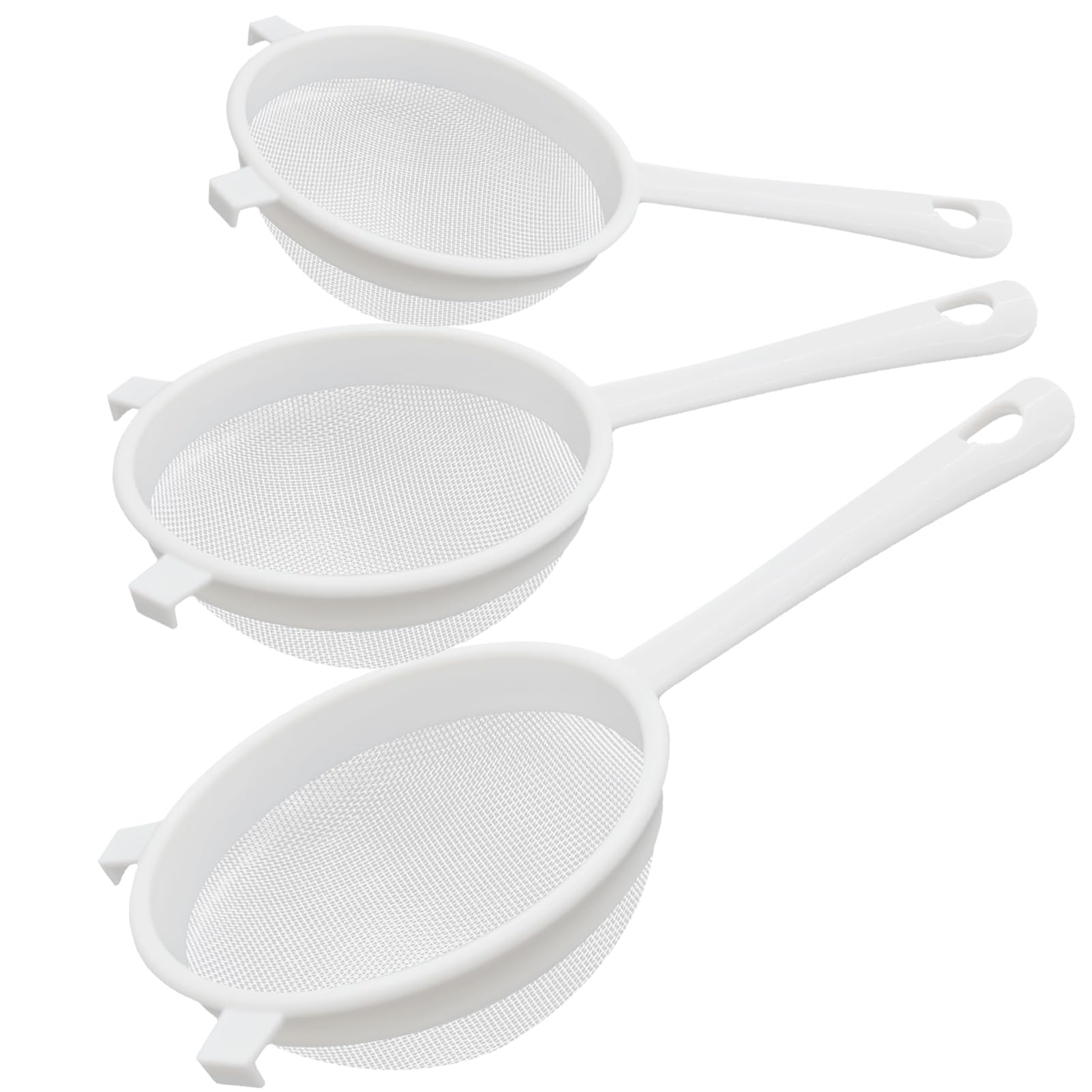 3 Pcs Plastic Nylon Fine Mesh Kefir Strainer Set with Handle, Sieve Fine Mesh Colander Flour Sifter for Yogurt Baking Kitchen Kefir Tea Juice Pasta