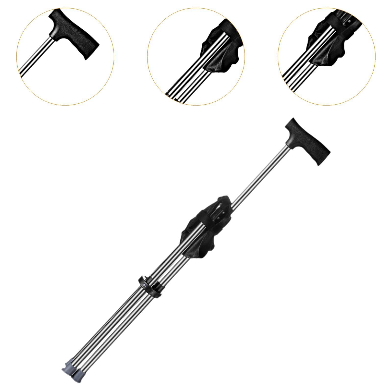 Bastón Trekking Bastón con Asiento Silla Plegable Taburete Portátil Acero Antideslizante Ligero Adecuado para Excursiones de Senderismo Viajes de