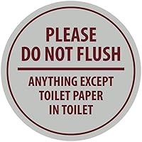 Vista 22 de Signs ByLITA Circle Please Do Not Flush Anything Except - Letrero de pared o puerta de papel higiénico - Cinta adhesiva de espuma de doble cara