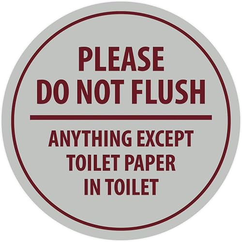 Miniatura 22 de Signs ByLITA Circle Please Do Not Flush Anything Except - Letrero de pared o puerta de papel higiénico - Cinta adhesiva de espuma de doble cara