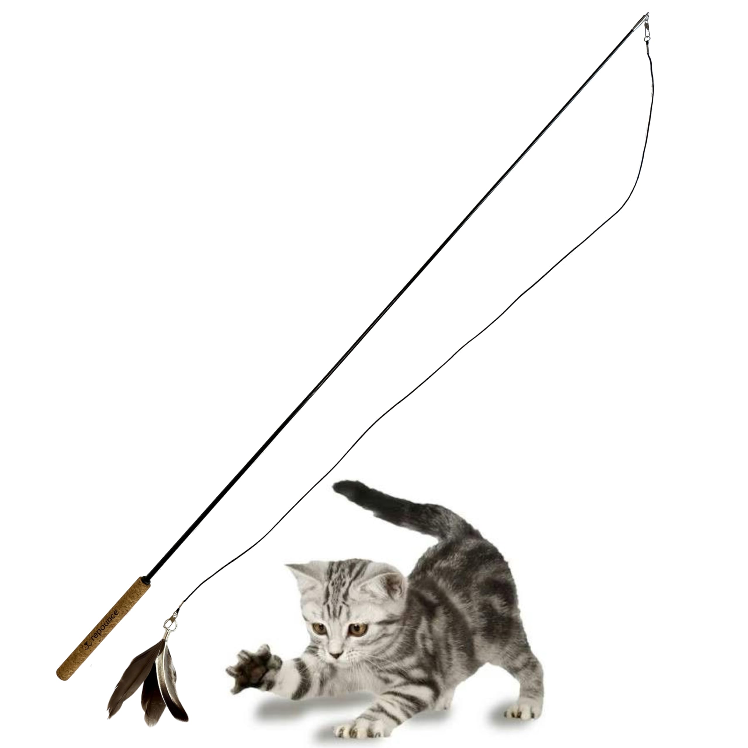 repounceForever Stick - The Unbreakable Cat Toy Wand - All-in-One - Indestructible Feather Wand - Extra Long Durable Cat Toys - Cat Toys for Indoor Cats
