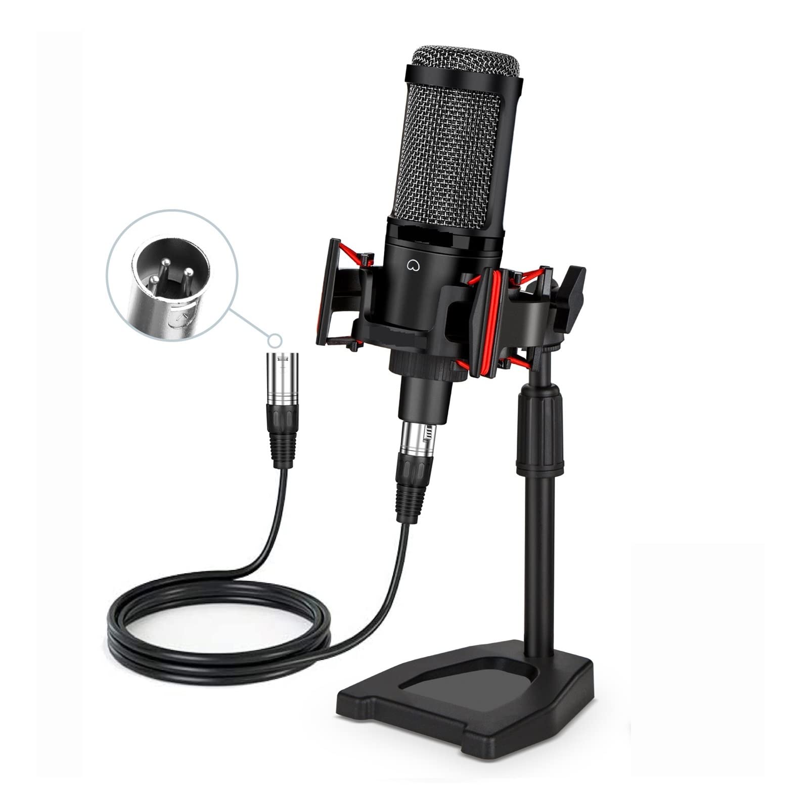 Microphone XLR de studio avec pied pour streaming et podcast de qualité