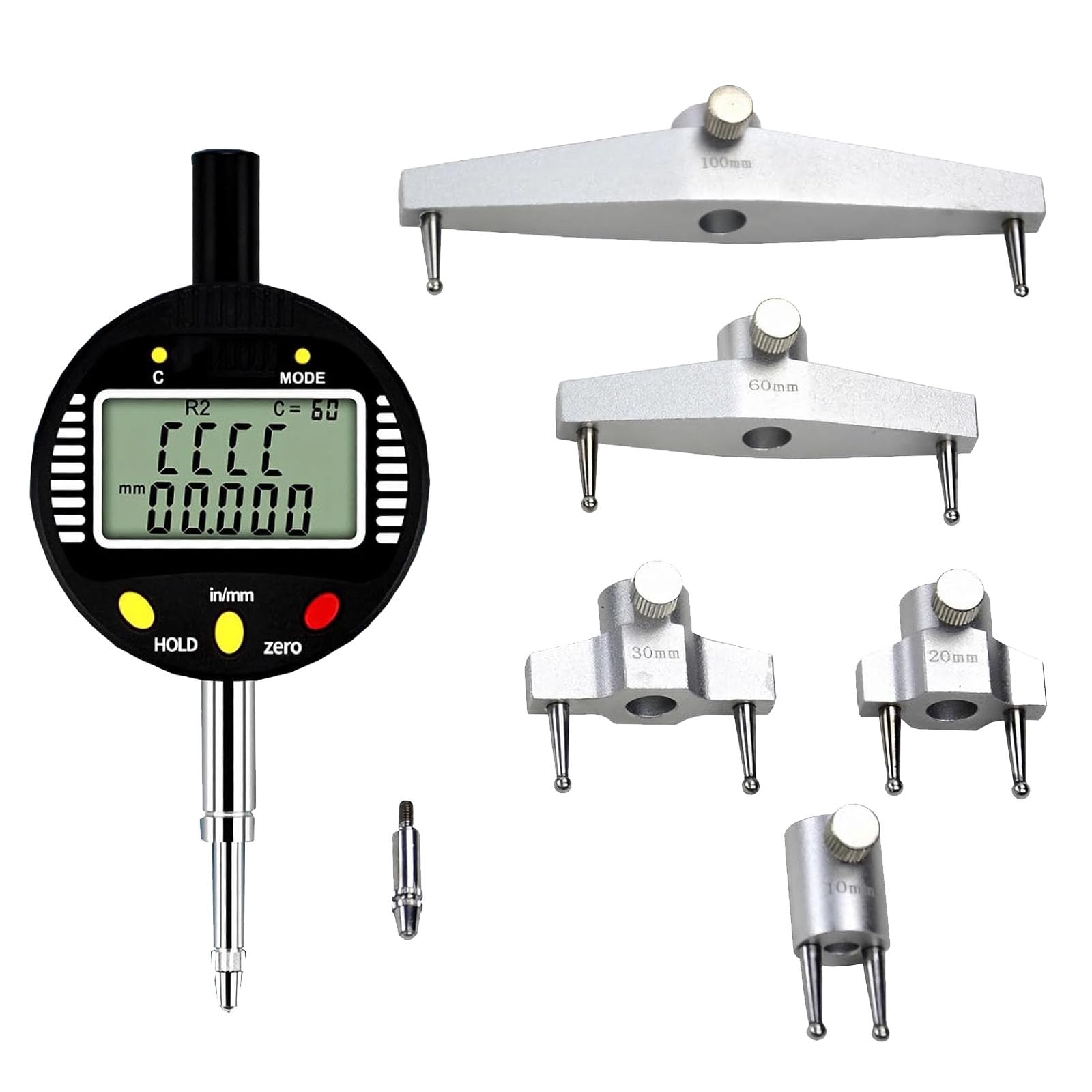 Calibrador Digital de radios Interiores y Exteriores, Calibre Digital de Gran Radio, con mordazas de 10 mm/20 mm/30 mm/60 mm/100 mm, para moldes de Madera