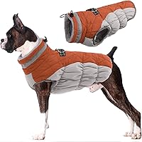 Vista 59 de Lelepet Abrigo cálido para perro, abrigo de invierno para perro, chaqueta impermeable para perros con arnés integrado reflectante para mascotas