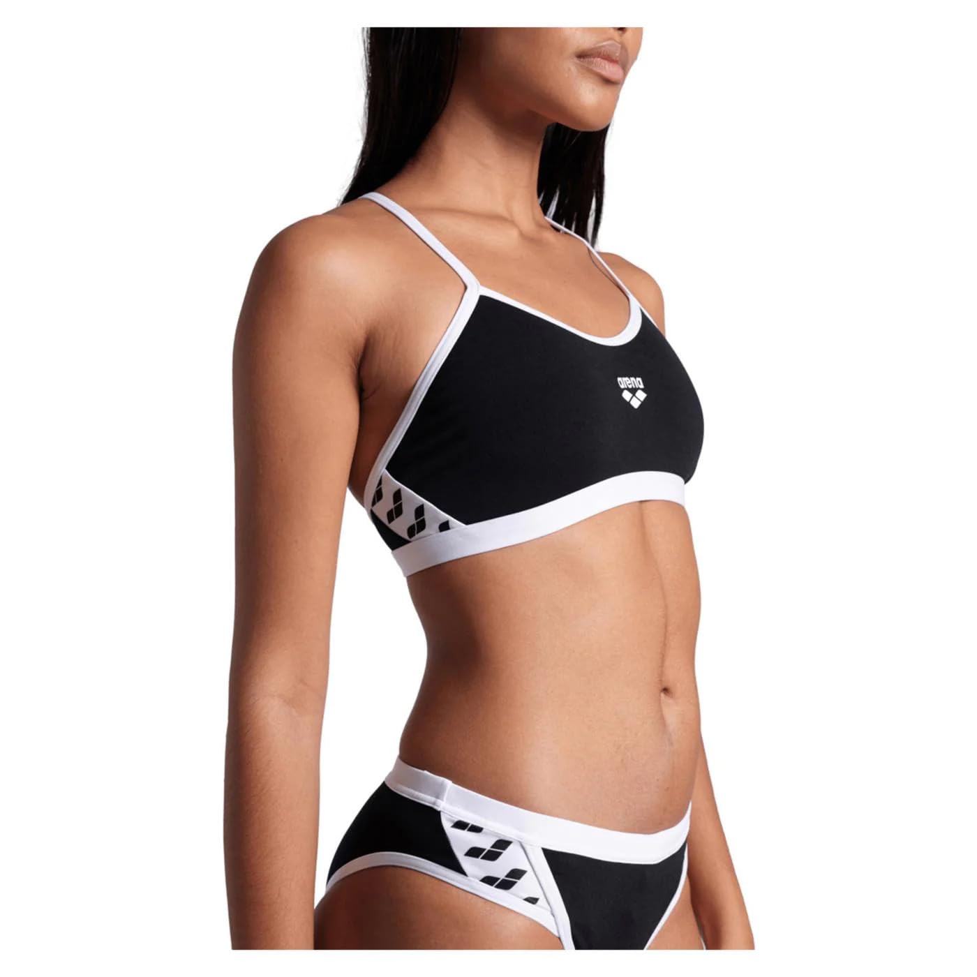ARENA Costume Bikini 2 Pezzi A Fascia Donna Piscina Nuoto Icons Nero