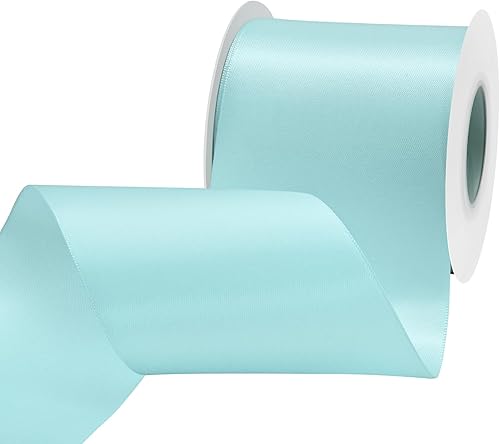 Miniatura 1123 de Cinta de satén verde esmeralda de doble cara de 1-1/2 pulgadas x 50 yardas, cinta de poliéster verde esmeralda para envolver regalos, muy adecuada