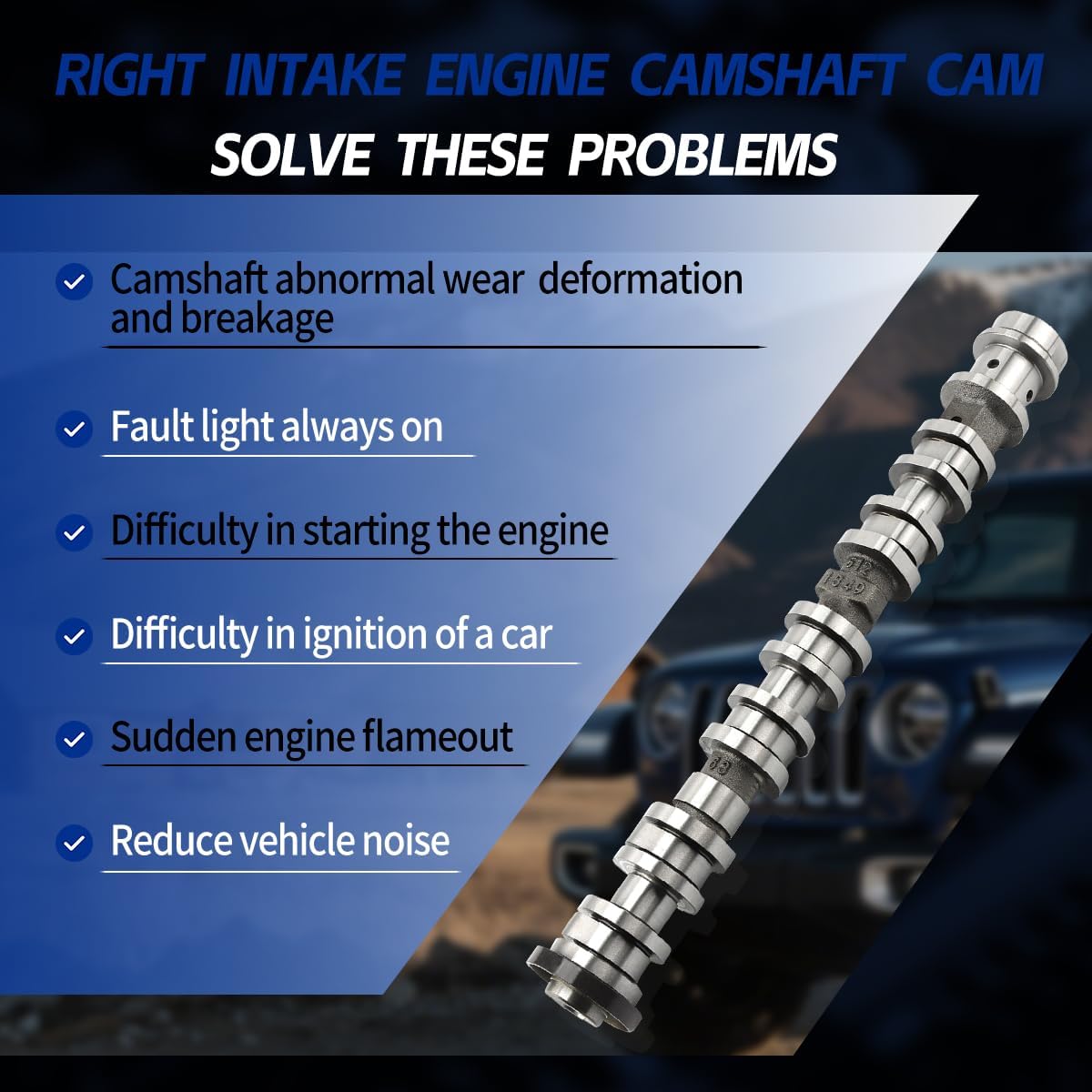 05047913AD Right Side Intake Camshaft Compatible with Jeep Grand Cherokee Wrangler Gladiator,for Dodge Durango Ram 1500 Chrysler Pacifica 3.6L V6 Engine Replace 5047913AA,5047913AC,5047913AB