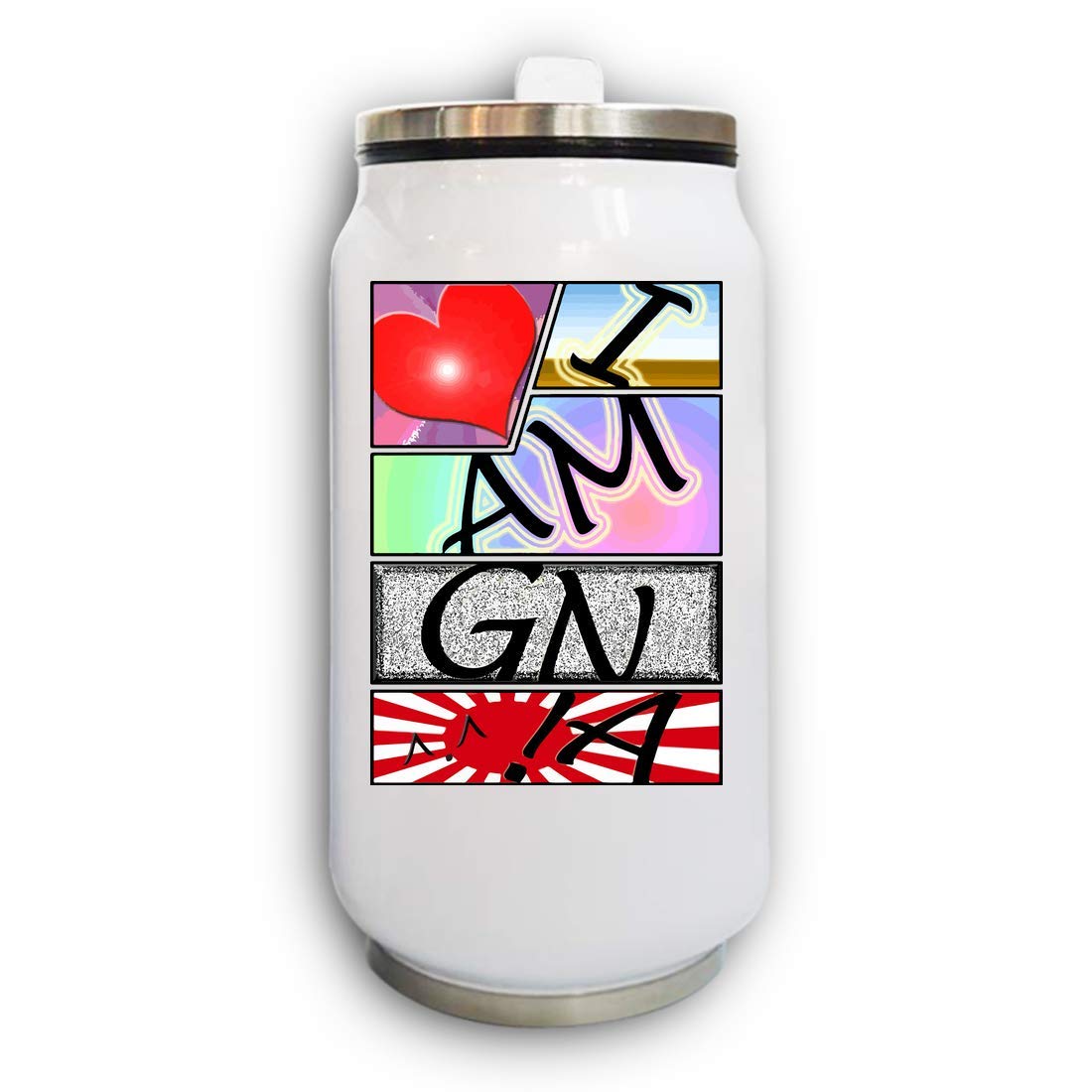 I Love Manga Rising Sun Tile Heart Graphic Thermal Beverage Can Thermos