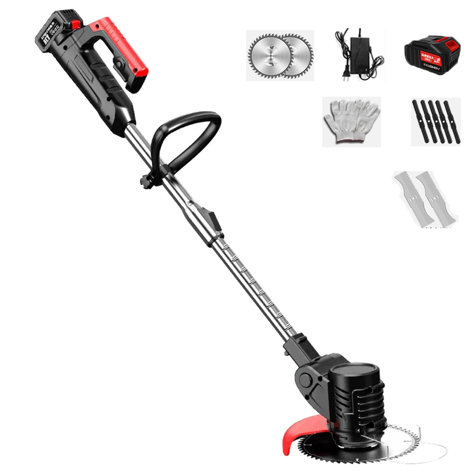 Cortacésped Inalámbrico, Desbrozadora Inalámbrica 3 En 1 con Cuchillas, 21 V 82800 Mah, Cortacésped Eléctrico Recargable De 1880 W para Jardín Y Patio,One