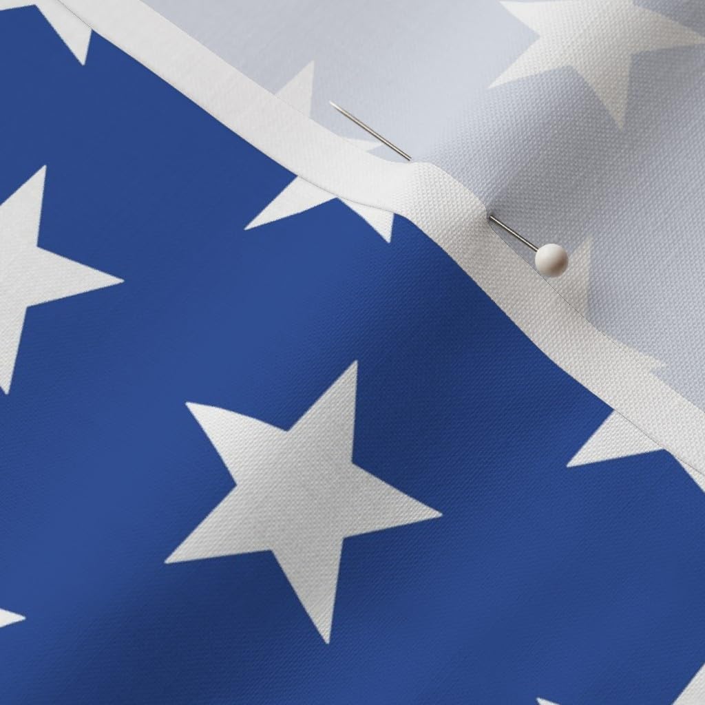 Spoonflower Fabric - Stars White Blue Medium Flag July 4Th Americana USA Printed on Petal Signature Cotton Fabric by The Yard - Sewing Quilting Apparel Crafts Decor