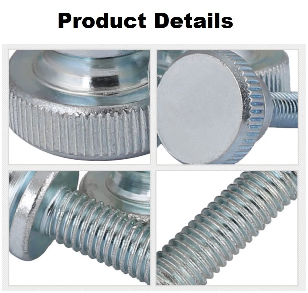 FEEIMOL Thumb Screws with Shoulder Zinc Plated Carbon Steel High Head Knurled Machine Screws M6x25mm (5 pcs) - Image 3