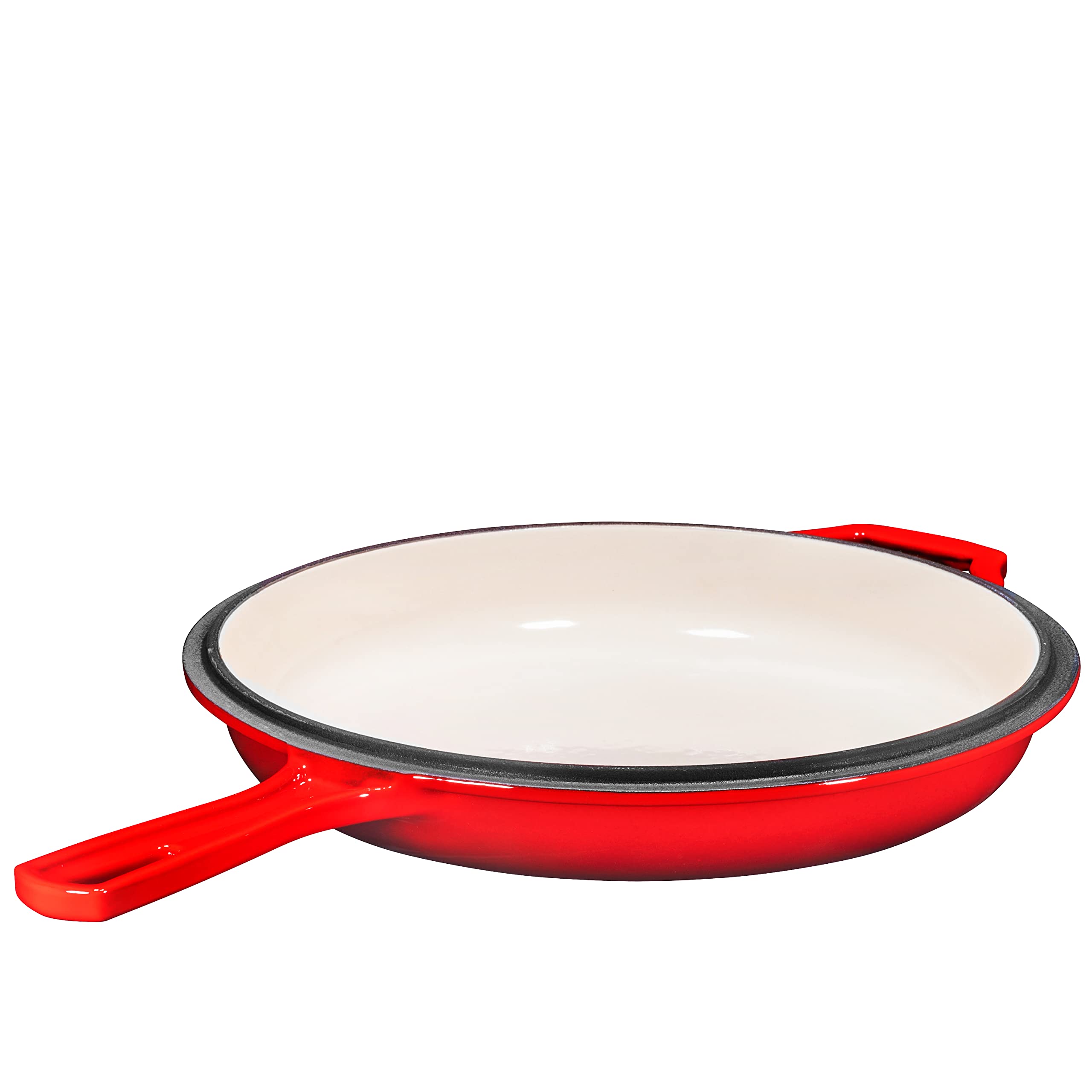 Enameled Red 2In1 Cast Iron MultiCooker By Bruntmor Heavy Duty 3 Quart Deep Skillet and Lid