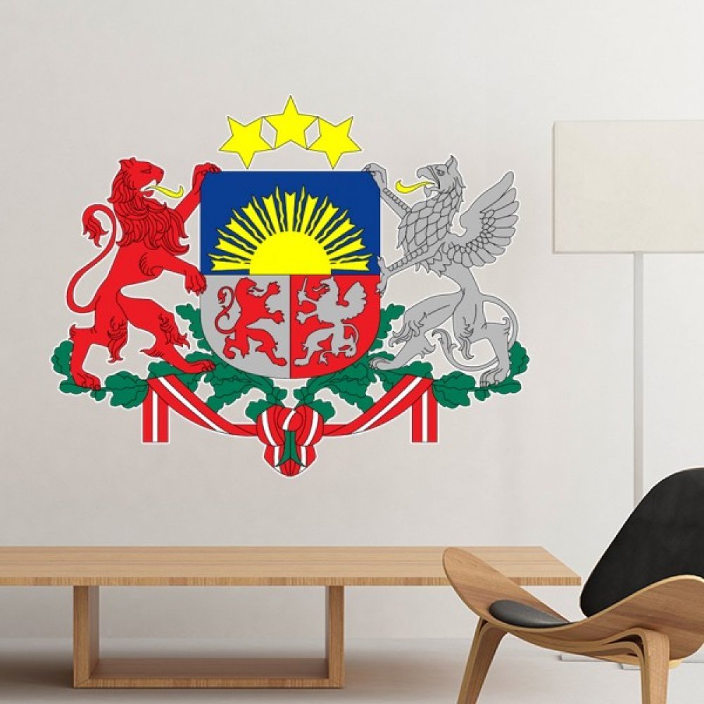 Autocollant mural Lettonie emblème national 70cm pour déco de chambre
