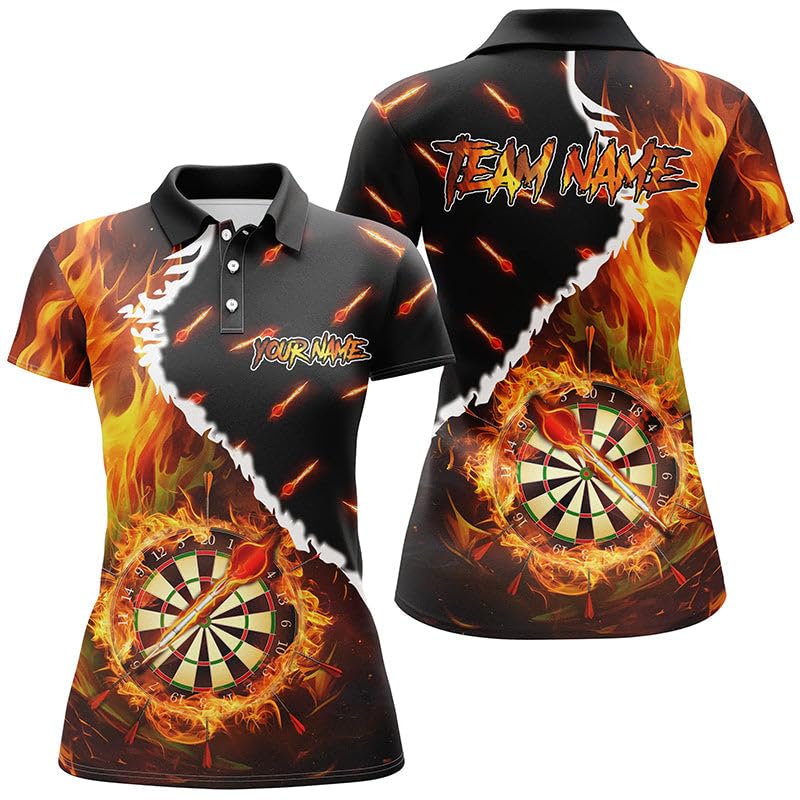 Personalisierte Dartscheibe mit Flammenmotiv - Individuelle Dartshirts für Herren & Damen, 3D-Bedruckte Dart-Team-Trikots T1819