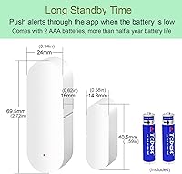Vista 6 de Sensor WiFi para puerta y ventana: sensor de contacto inalámbrico con alertas de notificación de aplicaciones gratuitas, sensor de puerta
