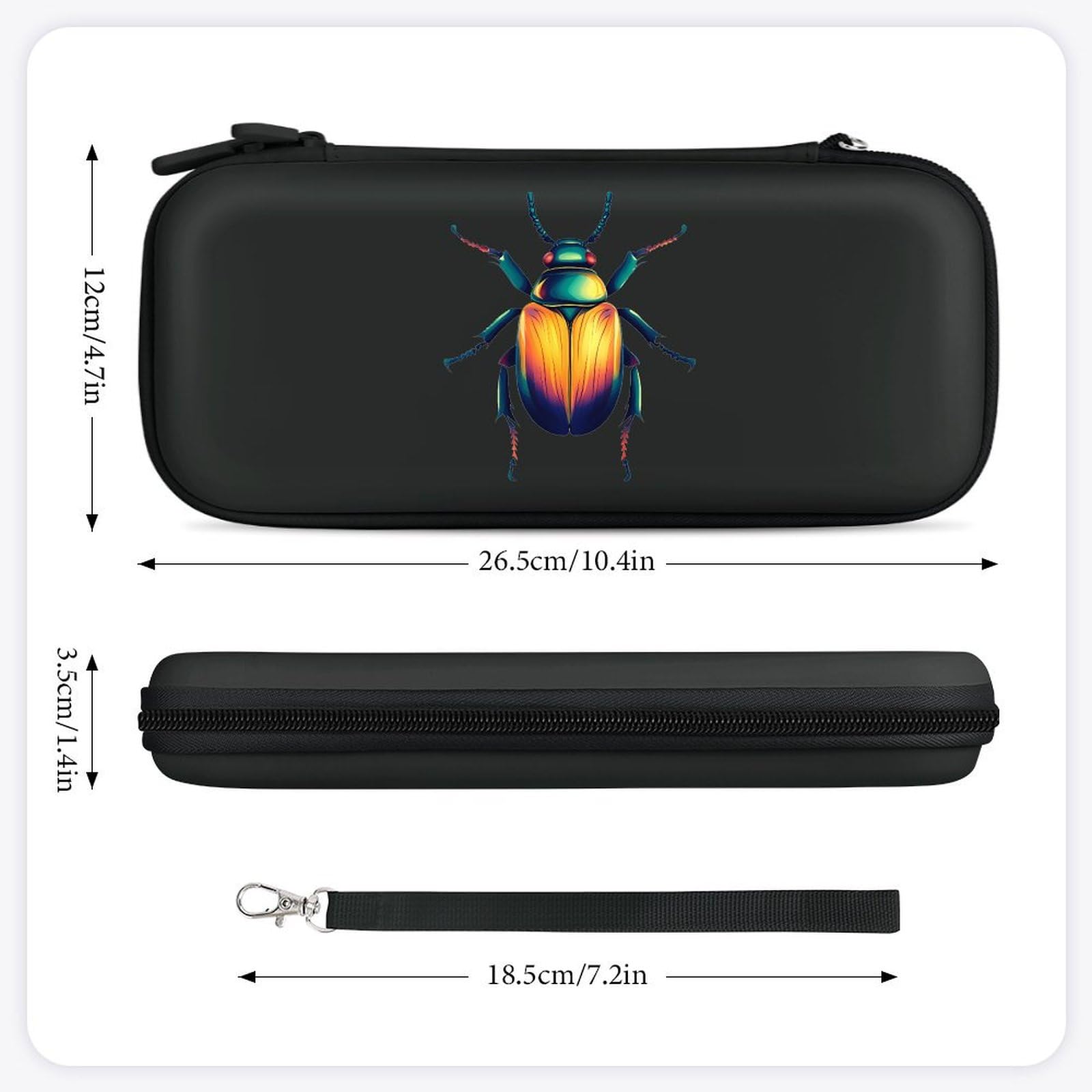 Beetles Compatible with Switch Carrying Case Hard Travel Game Bag Pouch with 15 Games Accessories Black-style