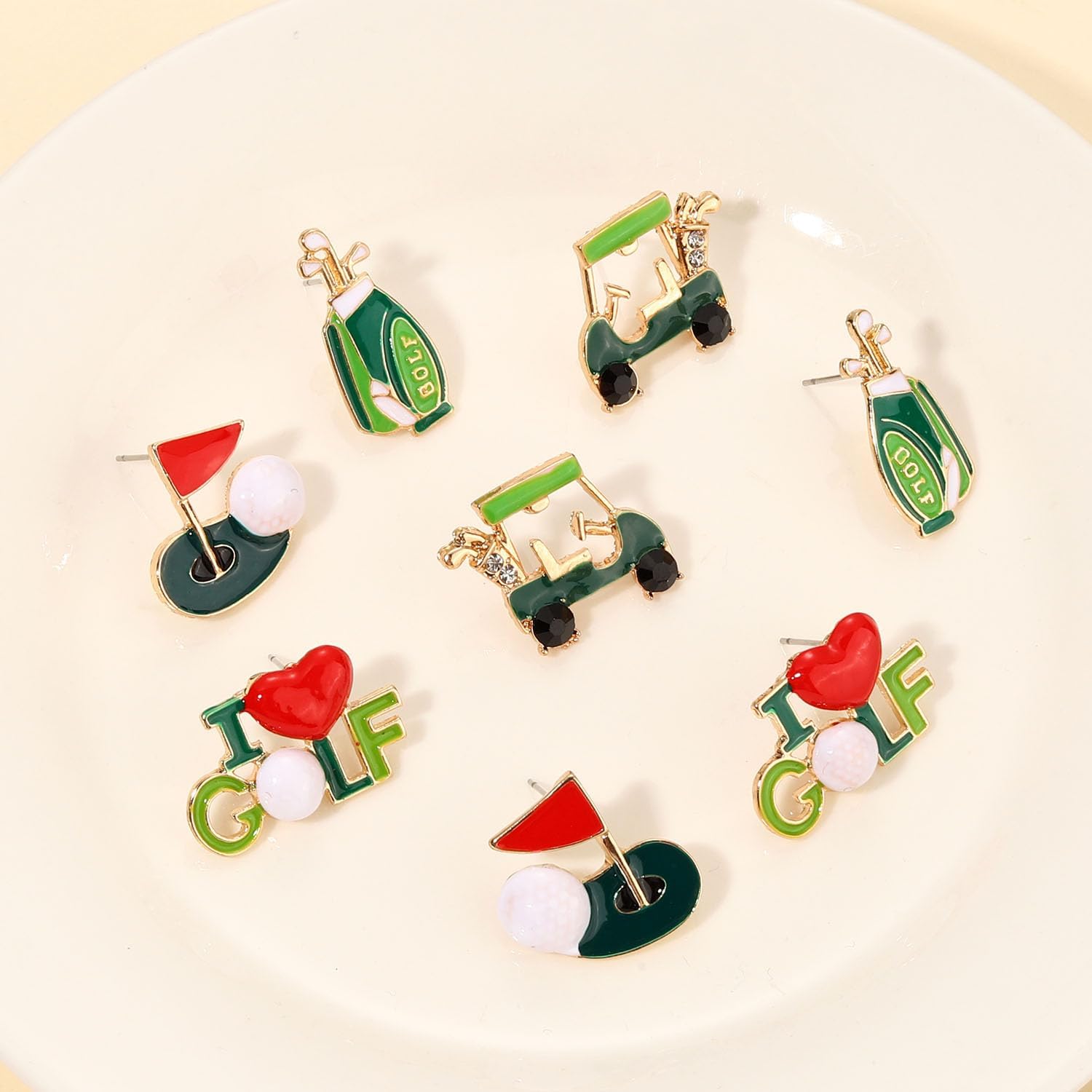 4Pairs Golf Stud Earrings Golf Ball Bag Cart Earring Studs Statement Golf Themed Earrings Golf Jewelry for Women Sport Game Day Golf Accessories Outfits Gifts - Image 8