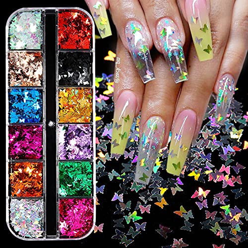 WUYOO Glitter Holographischer Pailletten Nagel Glitter Pailletten Nagel Dekoration Glitzer für Nägel für Nagelkunst… – Bild 5
