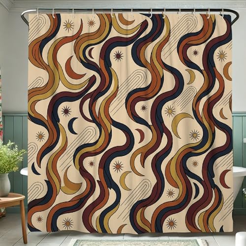 Ensemble rideau de douche polyester imperméable d'automne avec tapis - 5