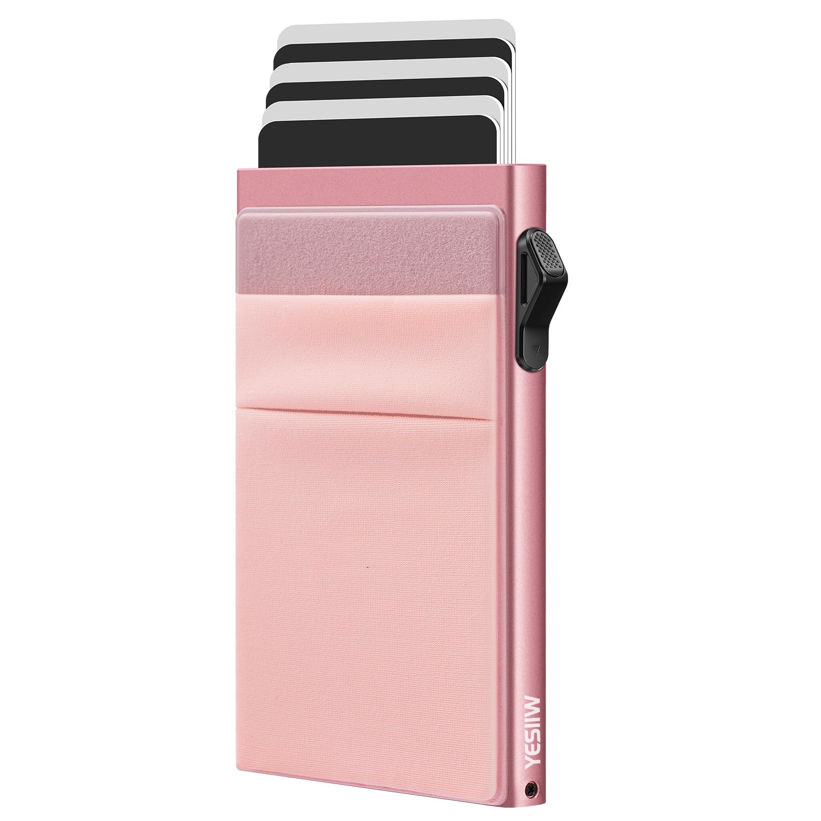 YESIIW Minimalist Pop up Card Holder Wallet for Men RFID Blocking | Slim Business Credit Card Wallet with Money Pocket | Aluminum Metal Bank Card Case for Notes and Coins and Debit Cards