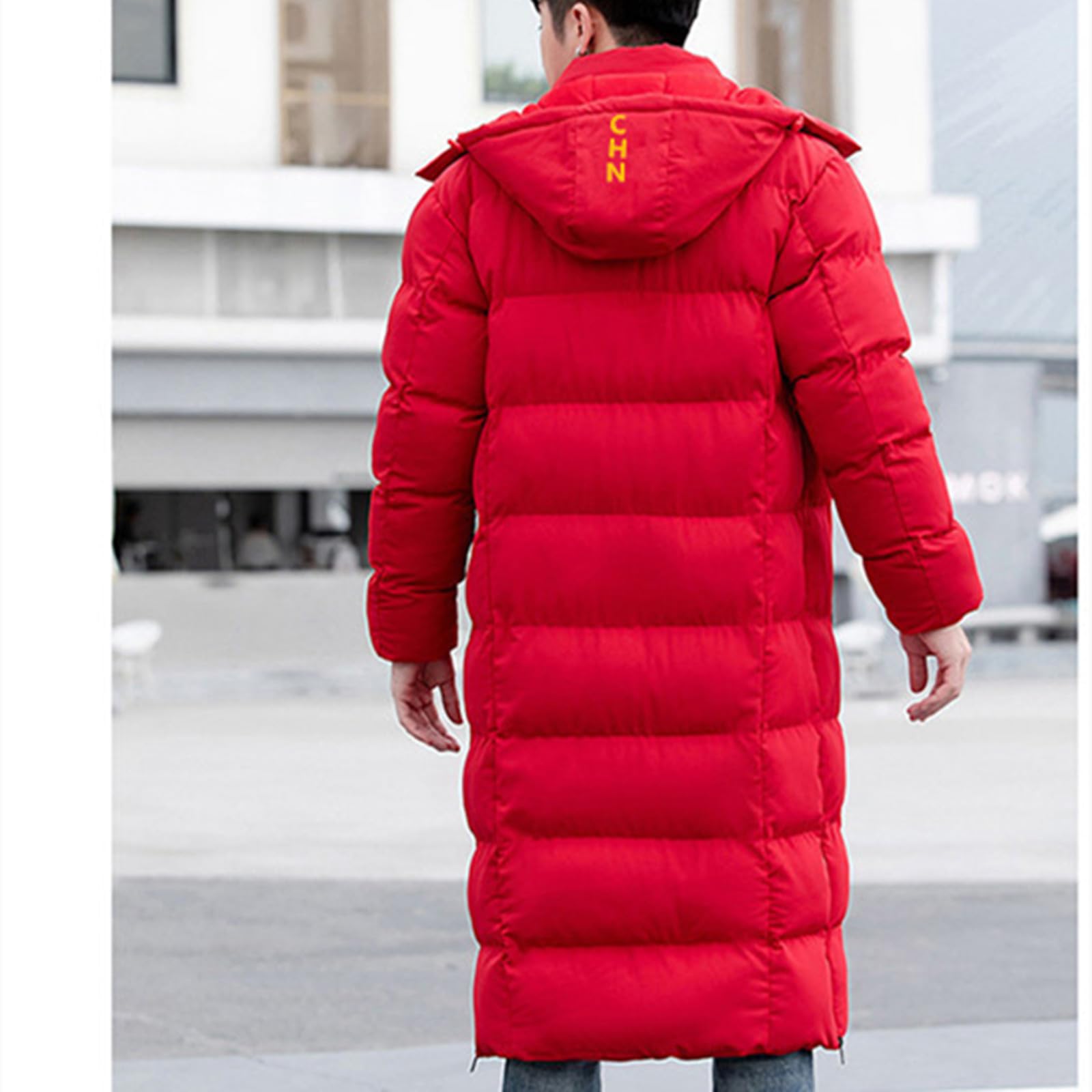 ANUFER Unisex Hombre Mujer Largo Chaqueta Térmico Acolchado de Algodón Abrigo de Invierno con Capucha Desmontable