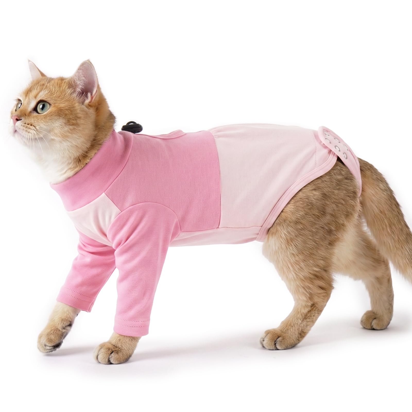 PUMYPOREITY Cat Recovery Suit with Legs, Comfortable Leg Sleeves Stop Licking Breathable Surgery Recovery Suit for Male Cat Medical-Suit, Prevent Licking/Scratching Stitches(Pink, L) — image 1