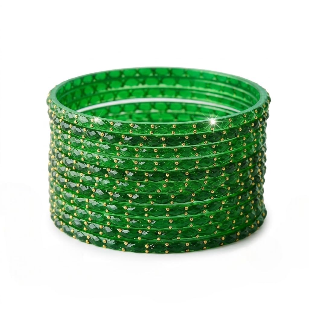 24 Pcs Glass Bangles for Women | Elegant Traditional Chudi Set with Decorative Design | Bridal & Festive Ethnic Jewellery | Stylish Hand Accessories for Women & Girls-image-33