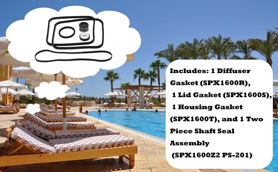 Miniatura 3 de Reemplazo del sello de la bomba estupenda para Hayward Go Kit 3. Las 3 juntas y el sello del eje. Se adapta a todos los modelos SP1600, SP2600 en