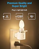 Vista 2 de Ampolletas de luz nocturna, bombilla LED regulable de 4 W, blanco cálido, base E12, vidrio transparente pequeño, C7