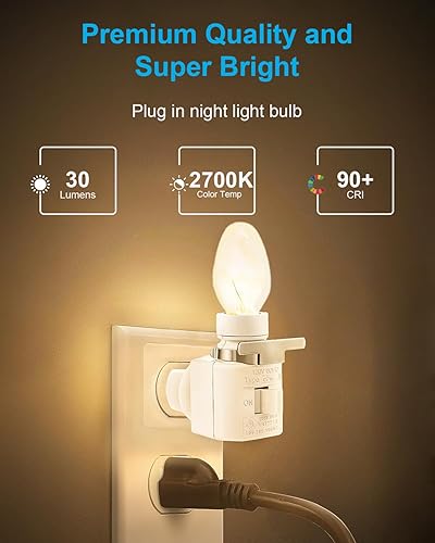 Vista 2 de Bombillas nocturnas – 4 W regulable blanco cálido – Base E12 – Vidrio transparente pequeño, C7