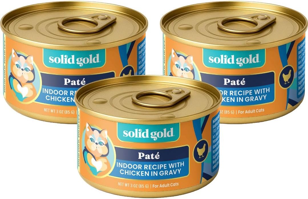 Solid Gold Wet Food Pate Flavorful Feast - 3 Count Sample Pack - Canned Cat Food Made with Real Chicken - Grain Free for Sensitive Stomach & Healthy Living