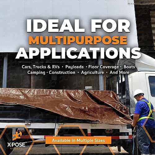 image for Xpose Safety 6' x 8' Brown/White Ultra Heavy Duty Tarp - 20 Mil Tarps 