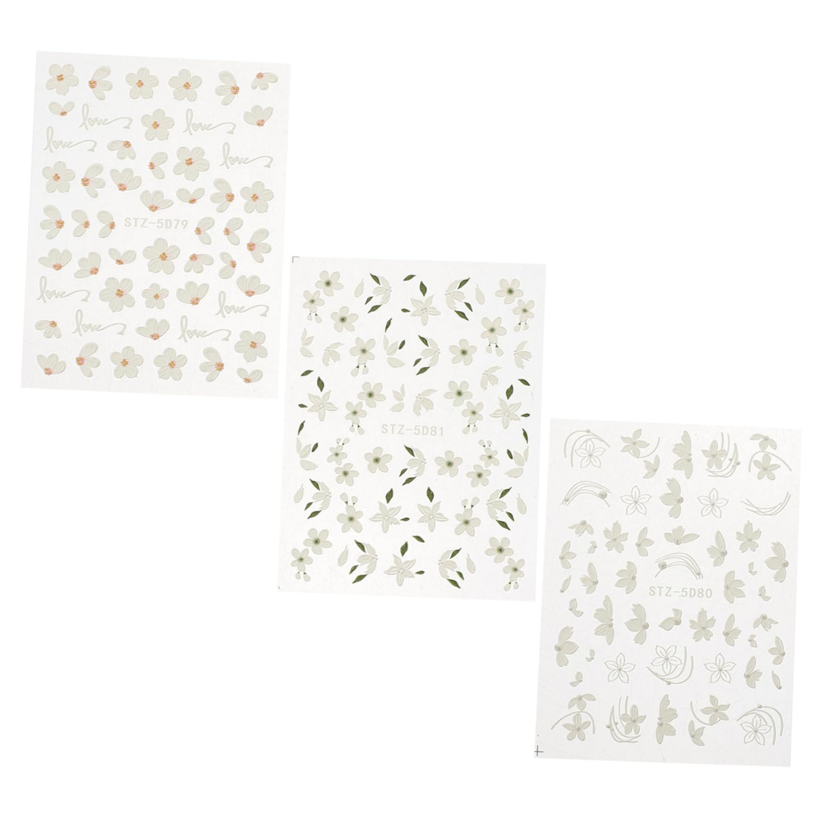 5 Set Adesivi Per Unghie Con Fiori Decorazioni Eleganti Per Nail Art Per Creazioni Diy Facili Applicare Per Domestico 3 Fogli*5