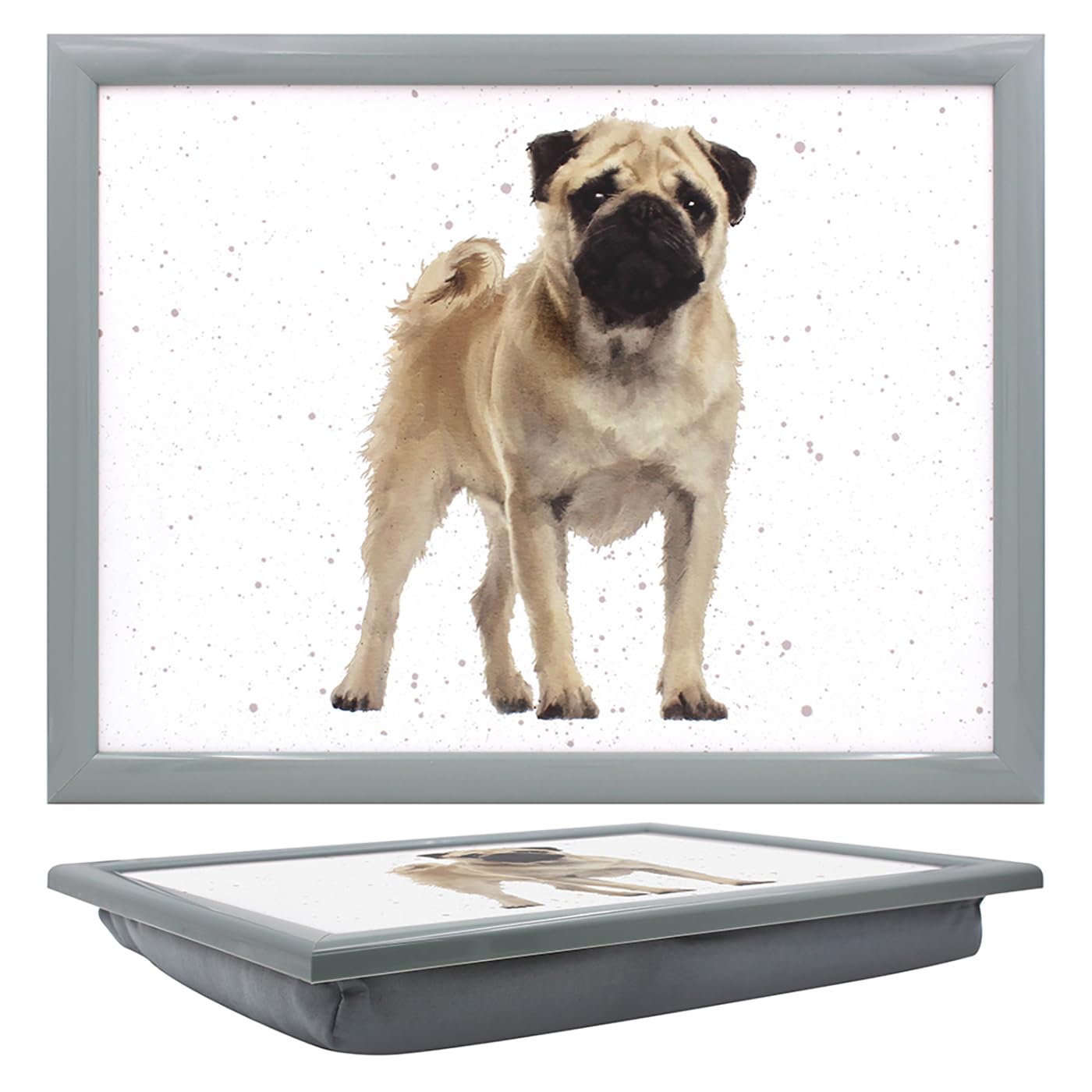 Cushioned Lap Tray Pug Dog Puppy Padded Serving Laptop Portable Bed Lap Table