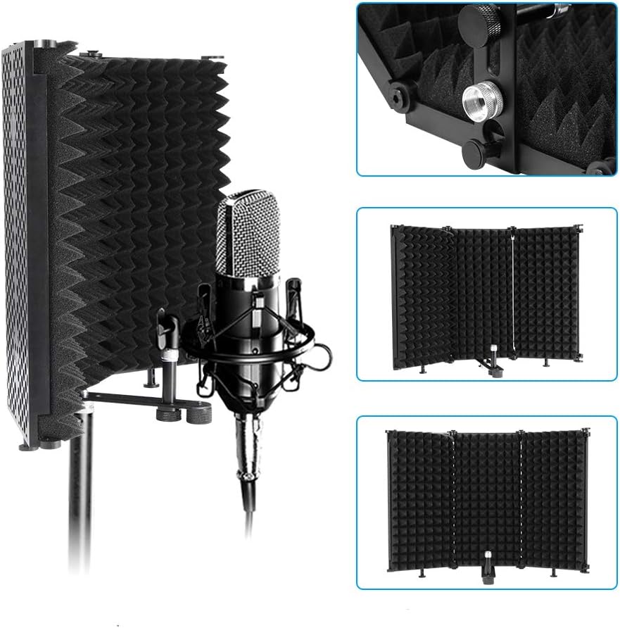 Winbang Sound Shield, Acoustic Room Treatment High Density Absorbing Foam Foldable Microphone Isolation Shield for Professional and Home Studio
