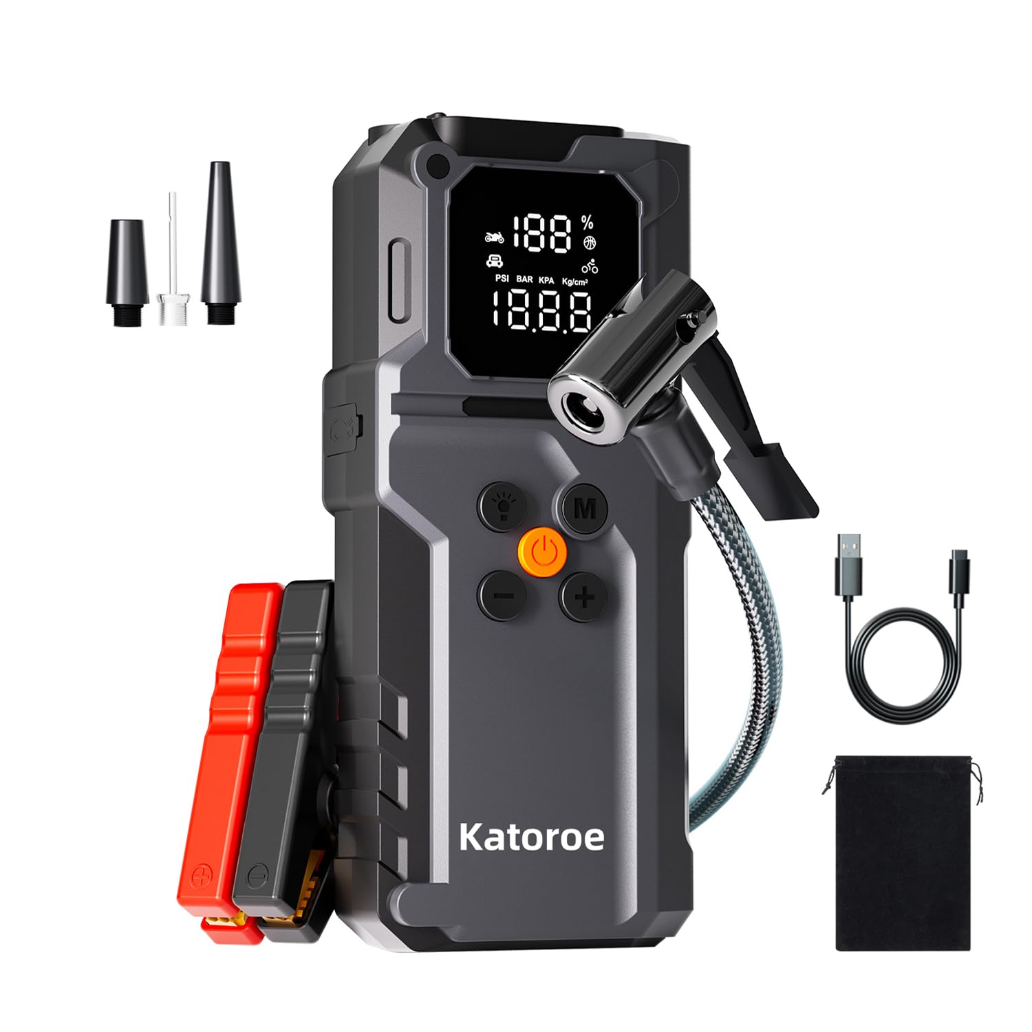 Jump Starter with Air Compressor, 4000A Car Battery Jump Starter Portable (9.0L Gas/7.0L Diesel), 150PSI 12V Jump Starter Jump Box with Jumper Cables,