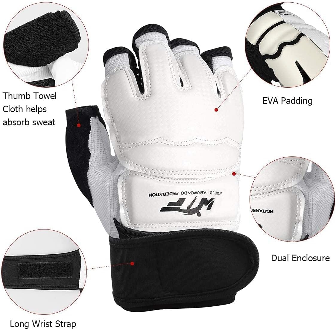 LangRay Taekwondo Handschuhe & Fußschutz Set, Boxen Fußschützer und Halbfinger Boxhandschuhe Kit für MMA Karate Kampfsport UFC TKD Kung Fu Boxsack Martial Arts Kickboxen Sparring Training Gear